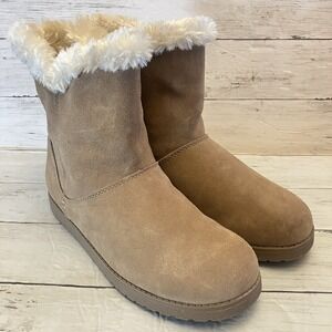Universal Thread Boots Womens 11 Tan Suede Fur Lined Insulated Snow Winter Warm